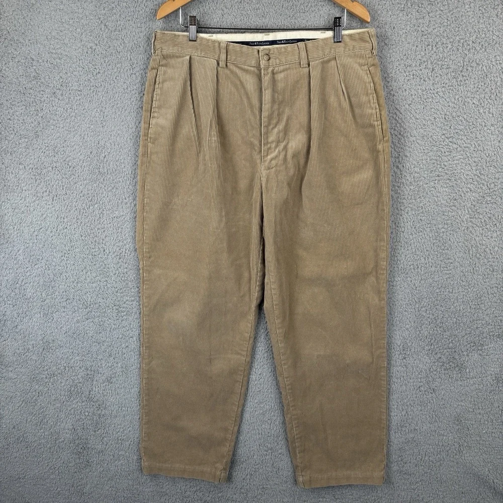 Vintage‎ Polo Ralph Lauren Pants Men's 36x30 Beige Trousers Corduroy 90s Cords